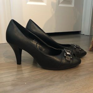 Open Toed Black Heels